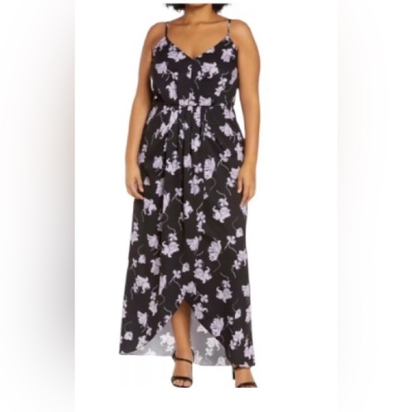 Chelsea28 Dresses & Skirts - NWT Chelsea28 Black Violet Falling Orchids Tulip Hem Maxi Dress Large Reg. $119